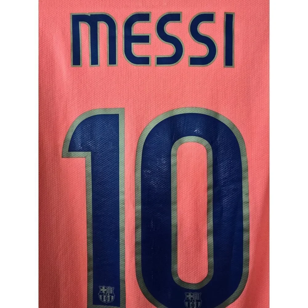 Nike FC Barcelona Messi 10 2009 Away Jersey Orange Shirt Size S Vintage Y2K